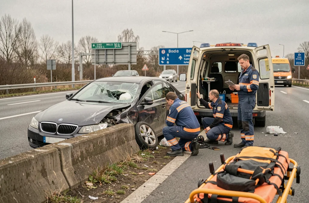 Secouristes du SAMU intervenant après un accident grave sur le périphérique de Rennes